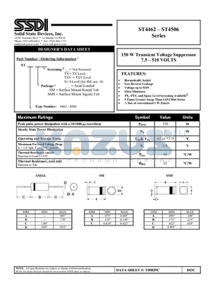 ST4465 datasheet - 150 W Transient Voltage Suppressor