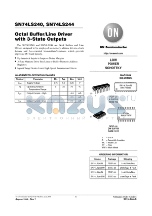 SN74LS240 datasheet - Octal Buffer/Line Driver with 3-State Outputs