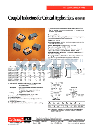 ST450PHD222ML datasheet - Coupled Inductors for Critical Applications