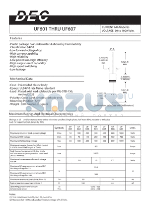 UF602 datasheet - CURRENT 6.0 Amperes VOLTAGE 50 to 1000 Volts
