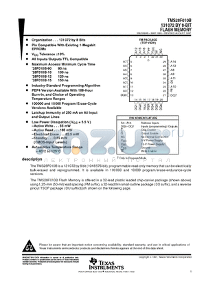 TMS28F010B-90 datasheet - 131072 BY 8-BIT FLASH MEMORY