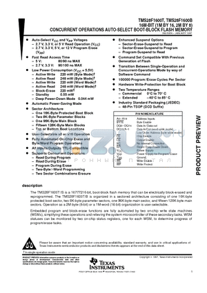 TMS28F1600B datasheet - 16M-BIT (1M BY 16, 2M BY 8) CONCURRENT OPERATIONS AUTO-SELECT BOOT-BLOCK FLASH MEMORY