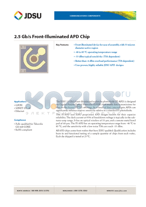 RXAMDC5108101-003 datasheet - 2.5 Gb/s Front-Illuminated APD Chip