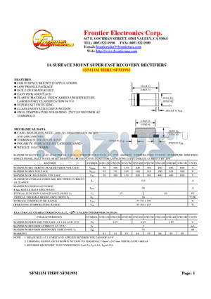 SFM11M datasheet - 1A SURFACE MOUNT SUPER FAST RECOVERY RECTIFIERS