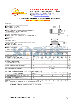 SFM12M-LFR datasheet - 1A SURFACE MOUNT SUPER FAST RECOVERY RECTIFIERS