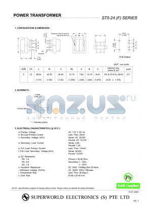 ST5-24 datasheet - POWER TRANSFORMER