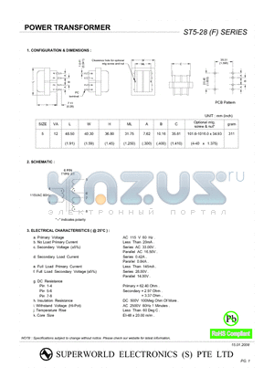 ST5-28 datasheet - POWER TRANSFORMER