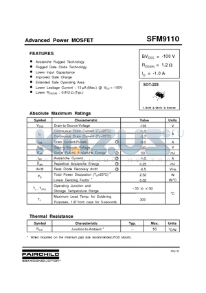 SFM9110 datasheet - Advanced Power MOSFET