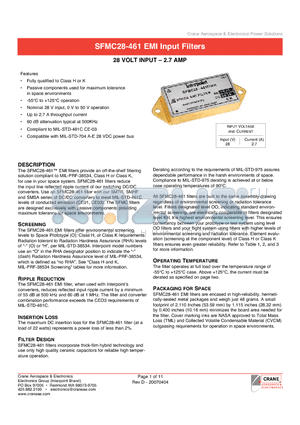 SFMC28-461 datasheet - SFMC28-461 EMI Input Filters