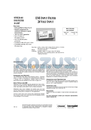 SFME28-461 datasheet - EMI INPUT FILTER 28 VOLT INPUT