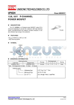 UF9Z24 datasheet - 12A, 55V P-CHANNEL POWER MOSFET
