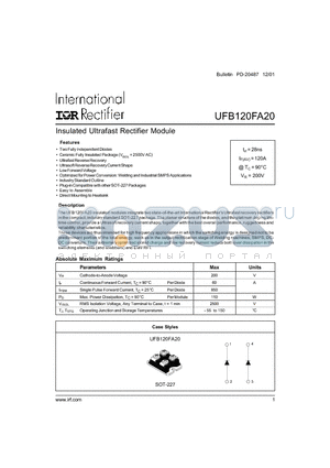 UFB120FA20 datasheet - Insulated Ultrafast Rectifier Module