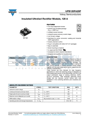 UFB120FA20P datasheet - Insulated Ultrafast Rectifier Module, 120 A
