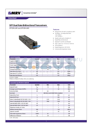 SFP-DR-35IR1 datasheet - SFP Dual Rate Bidirectional Transceivers