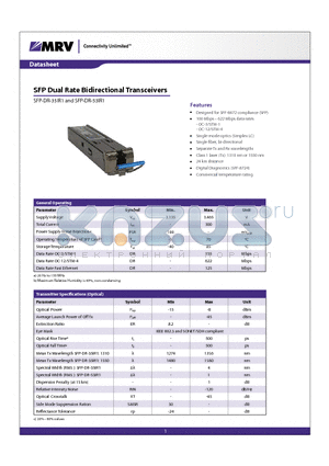 SFP-DR-53IR1 datasheet - SFP Dual Rate Bidirectional Transceivers
