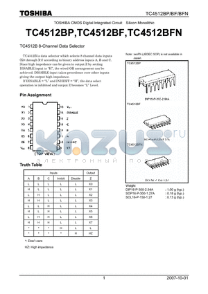 TC4512BP_07 datasheet - 8-Channel Data Selector