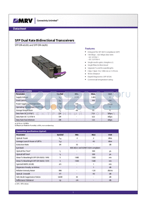 SFP-DR-54LR2 datasheet - SFP Dual Rate Bidirectional Transceivers