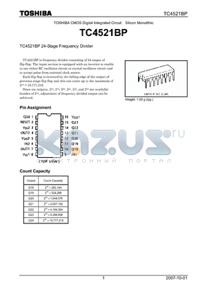 TC4521BP datasheet - 24-Stage Frequency Divider