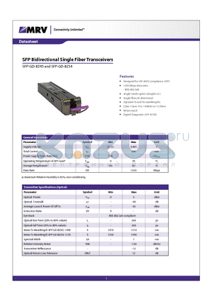 SFP-GD-BZ45 datasheet - SFP Bidirectional Single Fiber Transceivers