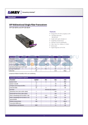 SFP-GD-BZ54 datasheet - SFP Bidirectional Single Fiber Transceivers