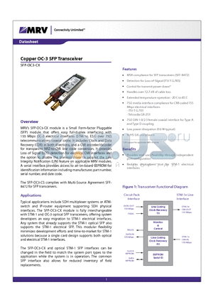SFP-OC3-CX datasheet - Copper OC-3 SFP Transceiver