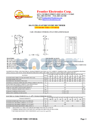 UFF100-03 datasheet - 10A ULTRA FAST RECOVERY RECTIFIER