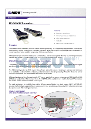 SFP-SATA-SAS-DR datasheet - SAS/SATA SFP Transceivers