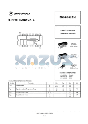 SN74LS30D datasheet - 8-INPUT NAND GATE