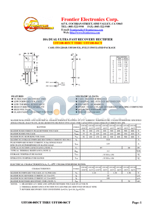 UFF100-03CT datasheet - 10A DUAL ULTRA FAST RECOVERY RECTIFIER