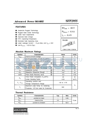 SFP2955 datasheet - Advanced Power MOSFET