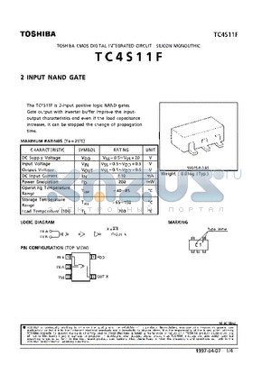 TC4S11 datasheet - 2 INPUT NAND GATE