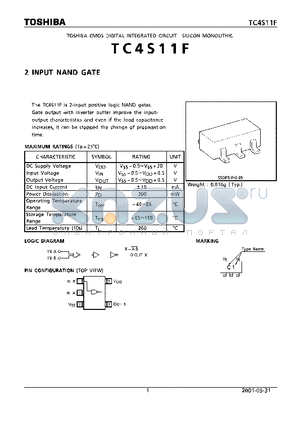 TC4S11F_01 datasheet - 2 INPUT NAND GATE