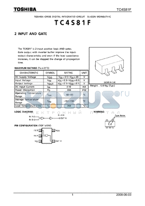 TC4S81F_08 datasheet - 2 INPUT AND GATE