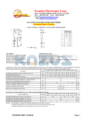 UFF80-005 datasheet - 8A ULTRA FAST RECOVERY RECTIFIER