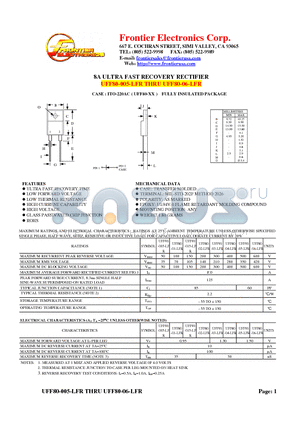 UFF80-01-LFR datasheet - 8A ULTRA FAST RECOVERY RECTIFIER