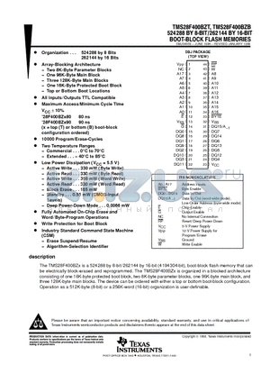 TMS28F400BZB datasheet - BOOT-BLOCK FLASH MEMORIES