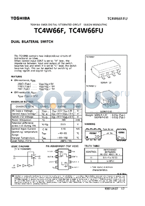 TC4W66 datasheet - DUAL BILATERAL SWITCH