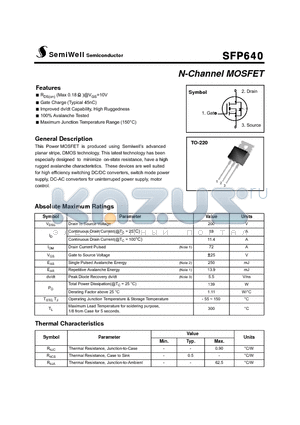 SFP640 datasheet - N-Channel MOSFET