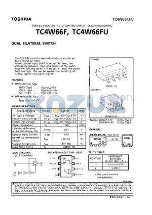 TC4W66FU datasheet - DUAL BILATERAL SWITCH