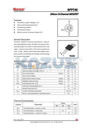 SFP740 datasheet - Silicon N-Channel MOSFET