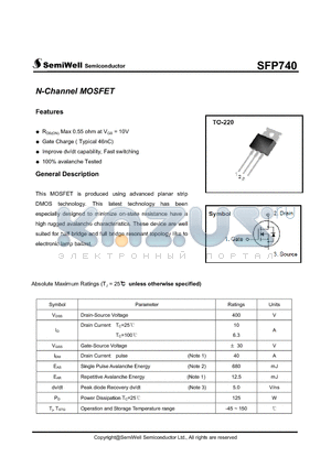 SFP740 datasheet - N-Channel MOSFET