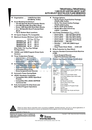 TMS28F800AXY datasheet - 1 048 576 BY 8-BIT/524 288 BY 16-BIT AUTO-SELECT BOOT-BLOCK FLASH MEMORIES