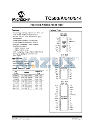 TC500ACPE datasheet - Precision Analog Front Ends