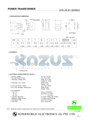 ST6-28 datasheet - POWER TRANSFORMER