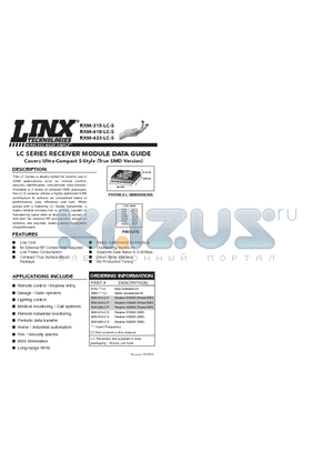 RXM-433-LC-S datasheet - LC SERIES RECEIVER MODULE DATA