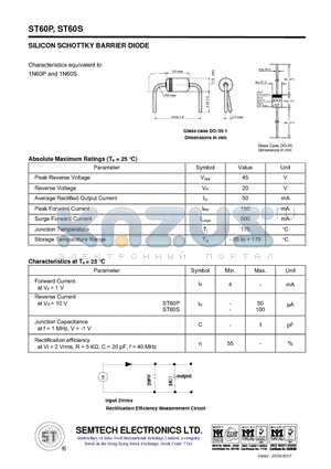 ST60P datasheet - SILICON SCHOTTKY BARRIER DIODE