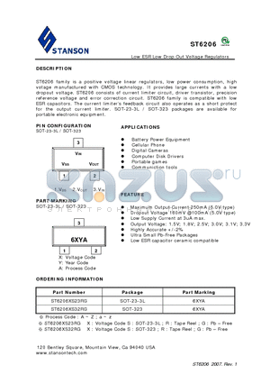 ST6206XS23RG datasheet - Low ESR Low Drop Out Voltage Regulators