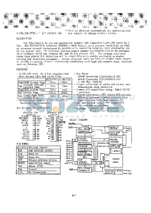 TC514100Z-80 datasheet - 4,194,304 WORD X 1 BIT DYNAMIC RAM