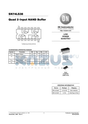 SN74LS38 datasheet - LOW POWER SCHOTTKY