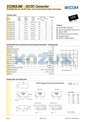 RY-0515SCL datasheet - ECONOLINE - DC/DC - CONVERTER